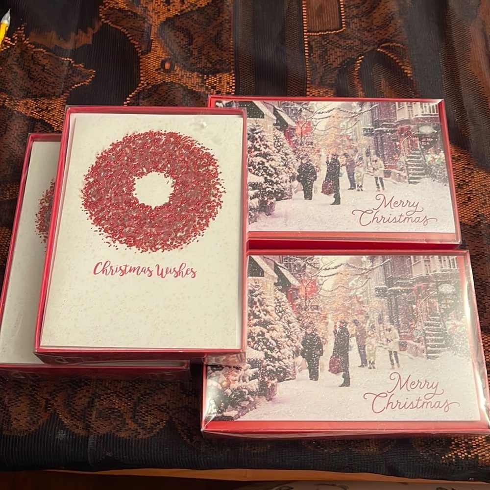 Four boxes of Christmas cards